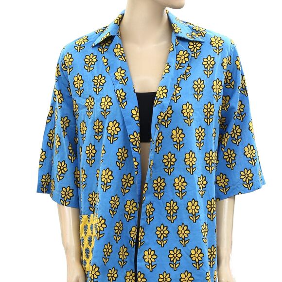 Rhode Resort Carl Printed Cotton-Voile Blouse Shirt Top Cotton Blue XS 215044 - Picture 5 of 8